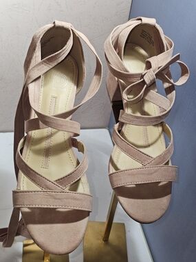 new directions Dusty Rose Suede Wrap-Heel Sandals